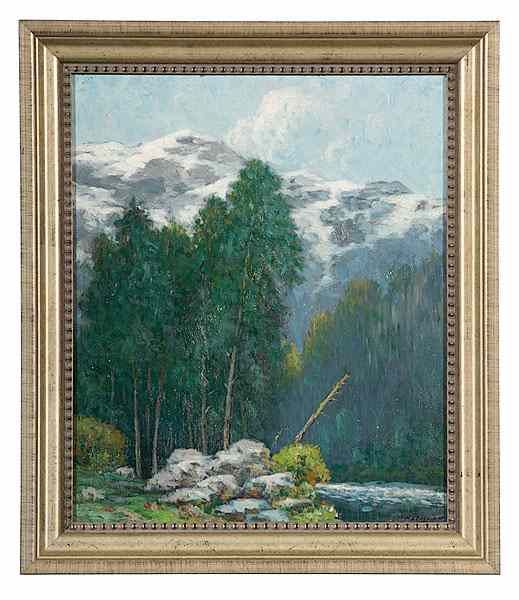 Appraisal: William Clusmann American - Mountain landscape Oil on board signed