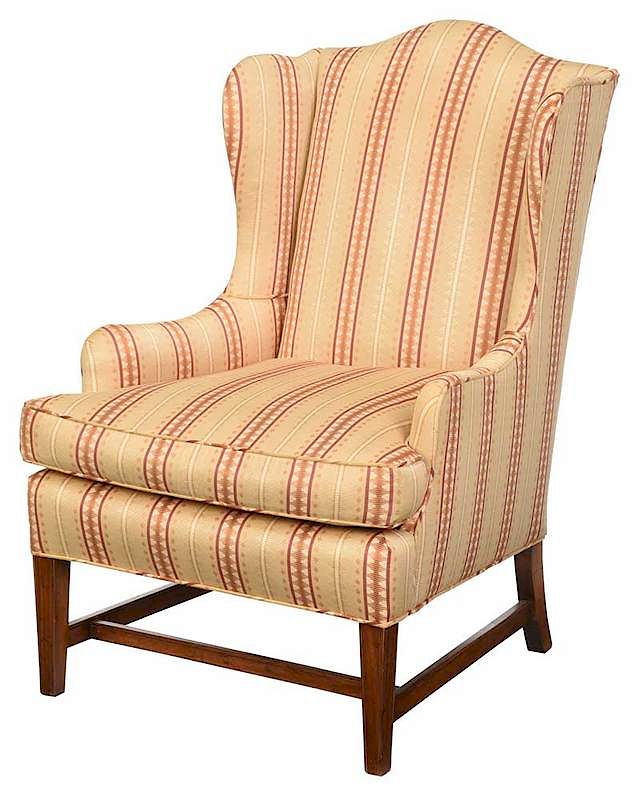 Appraisal: Federal Style Walnut Upholstered Easy Chair th century walnut frame