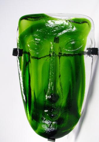 Appraisal: Art Glass Candle Sconce with Contemporary Face green and white