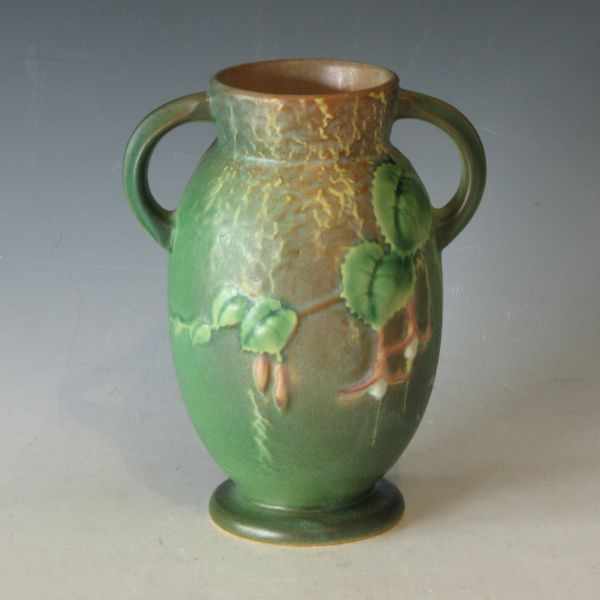 Appraisal: Roseville green Fuchsia handled vase Marked Roseville - Mint ''