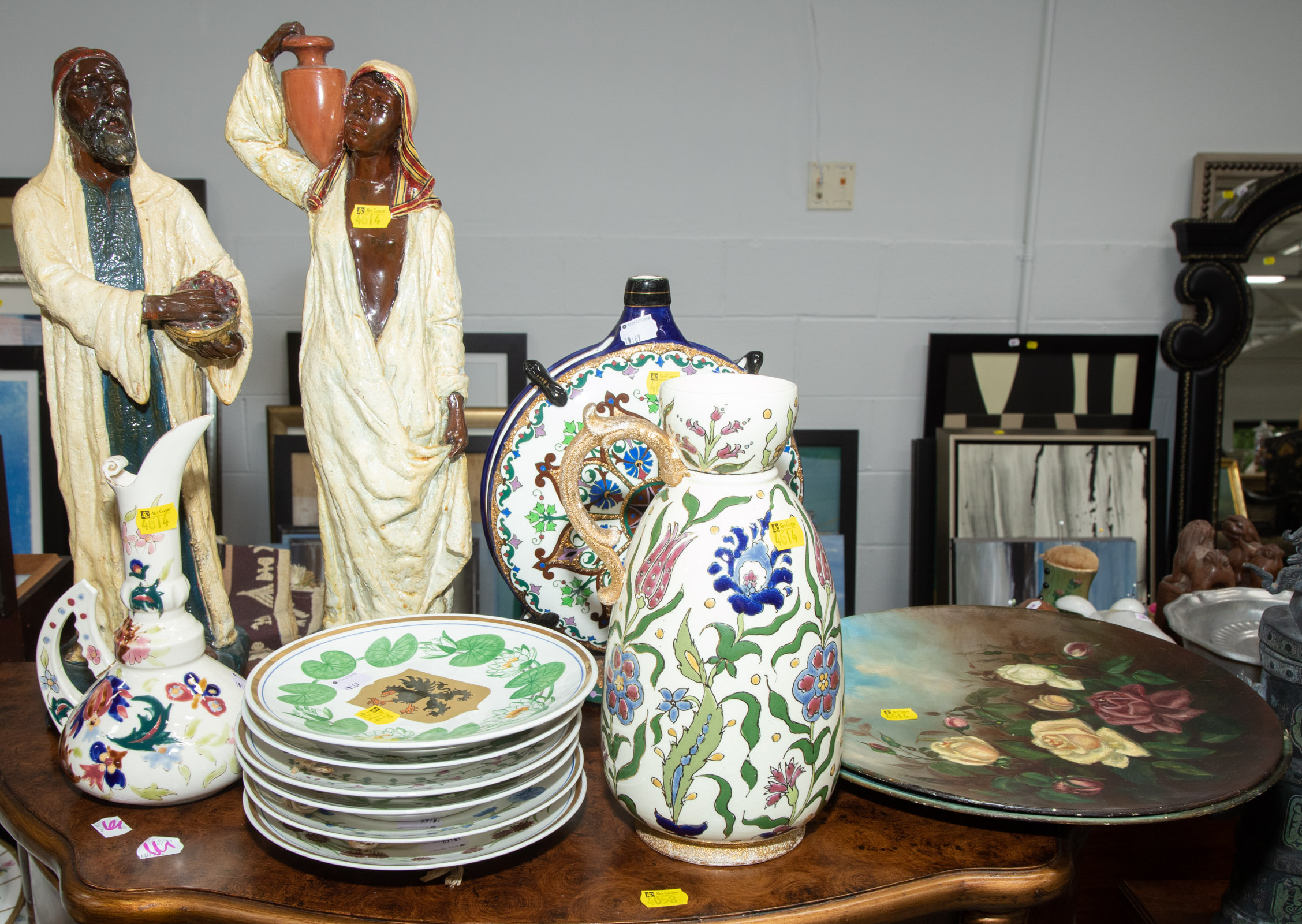 Appraisal: SELECTION OF COLLECTIBLES DECORATIONS Includes three Austrian Art Nouveau style