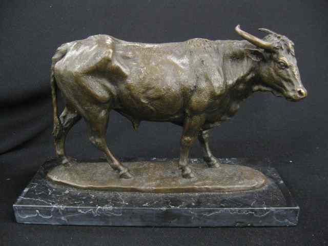 Appraisal: Bronze Statue of a Bull finely detailed '' long ''