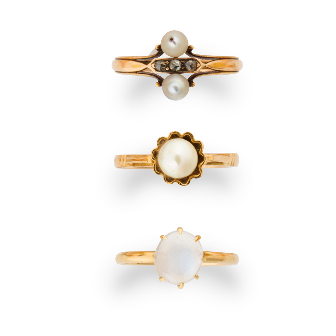 Appraisal: A GROUP OF GEMSTONE AND EIGHTEEN KARAT GOLD RINGS A