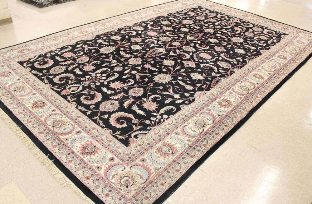 Appraisal: LARGE HAND KNOTTED ORIENTAL CARPET Indo-Persian contemporary overall floral Isfahan