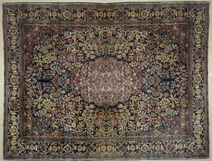 Appraisal: SEMI-ANTIQUE BLUE FIELD SAROUK CARPET Arak Province northeastern Iran c