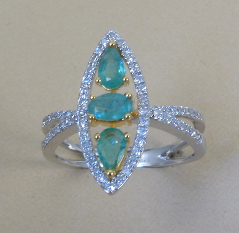 Appraisal: EMERALD AND DIAMOND RING k white and yellow gold set