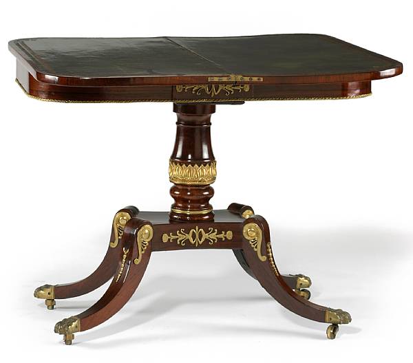 Appraisal: A Regency brass inlaid and brass mounted rosewood games table