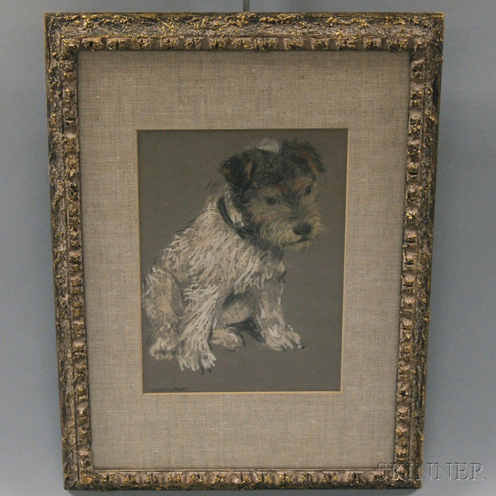 Appraisal: Framed Pastel on Paper of a Terrier by Warren B