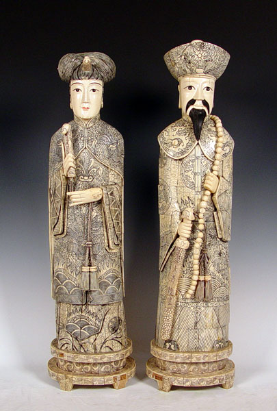 Appraisal: CHINESE BONE AND IVORY EMPEROR AND EMPRESS Over ' Tall