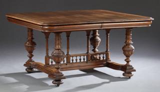 Appraisal: French Henri II Style Carved Walnut Dining Table th c