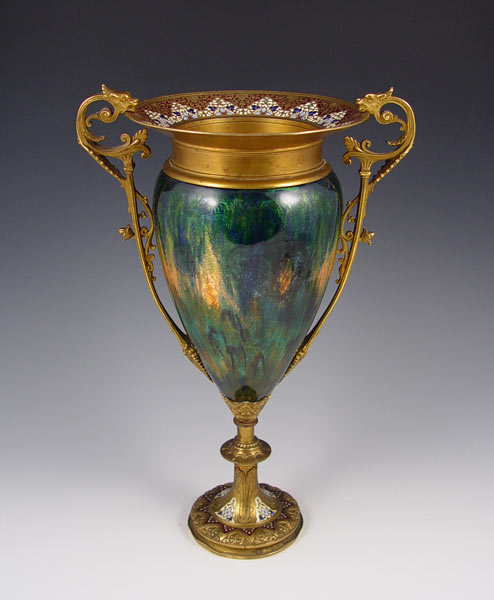 Appraisal: FRENCH ENAMELED BRONZE VASE The lip and base with inlaid