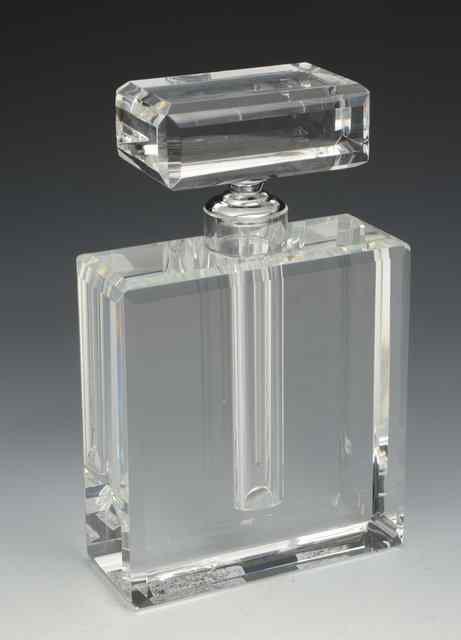 Appraisal: A CRYSTAL PERFUME BOTTLE of square form with rectangular lid