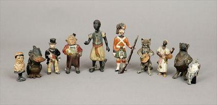 Appraisal: Ten Painted Lead Bobbing-Head Figures to in