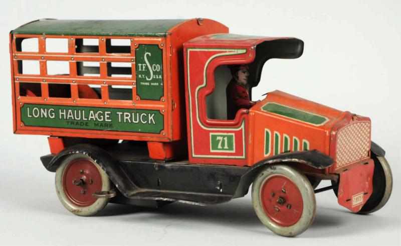 Appraisal: Tin Litho Strauss Long Haulage Truck Wind-Up Toy American Working