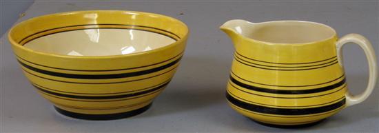 Appraisal: Clarice Cliff Bizarre Ware yellow ground jug with multiple black