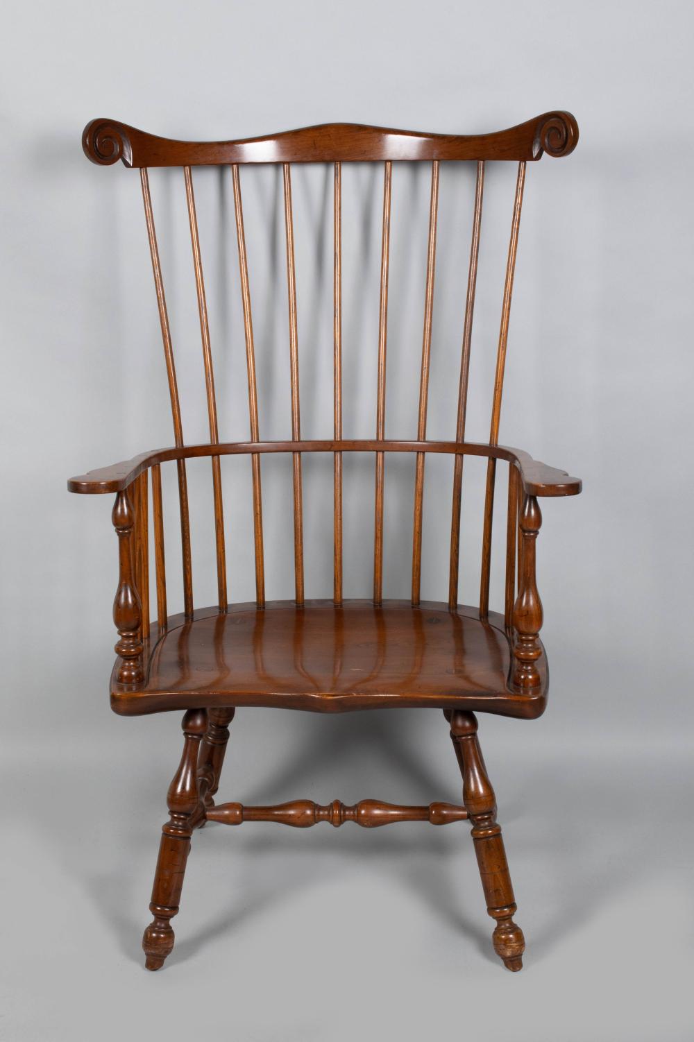 Appraisal: WINDSOR CHERRY AND ASH COMB-BACK ARMCHAIR STAMPED STICKLEY TH CENTURY