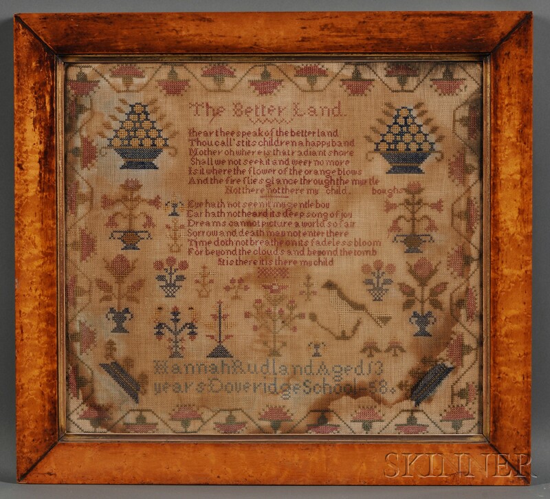 Appraisal: Needlework Sampler Hannah Rudland Aged years Doveridge School- England stitched