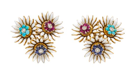 Appraisal: Sale Lot A Pair of Karat Gold Enamel Diamond and