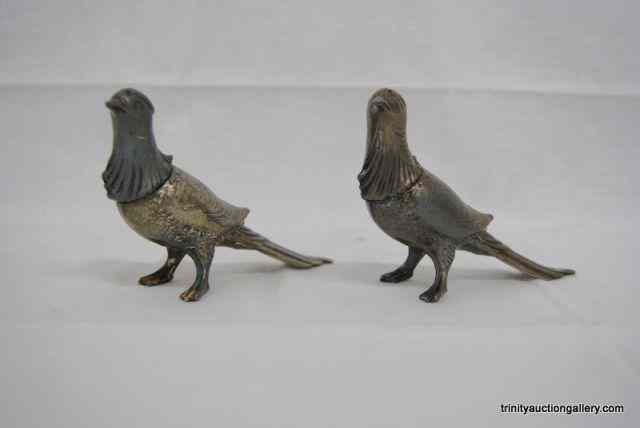 Appraisal: Vintage Silverplate Pheasants Salt Pepper SetThey are marked ''W G