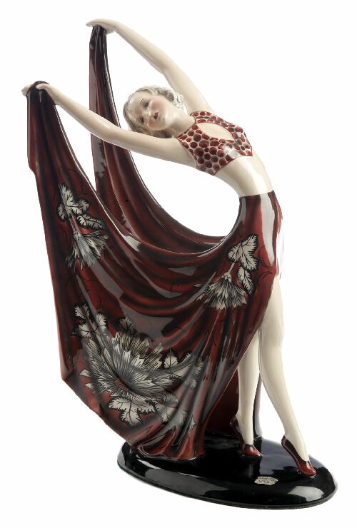 Appraisal: A Goldscheider Art Deco figure of a dancer with long