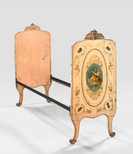 Appraisal: Louis XVI-Style Tole-Peinte Day Bed early th century the headboard