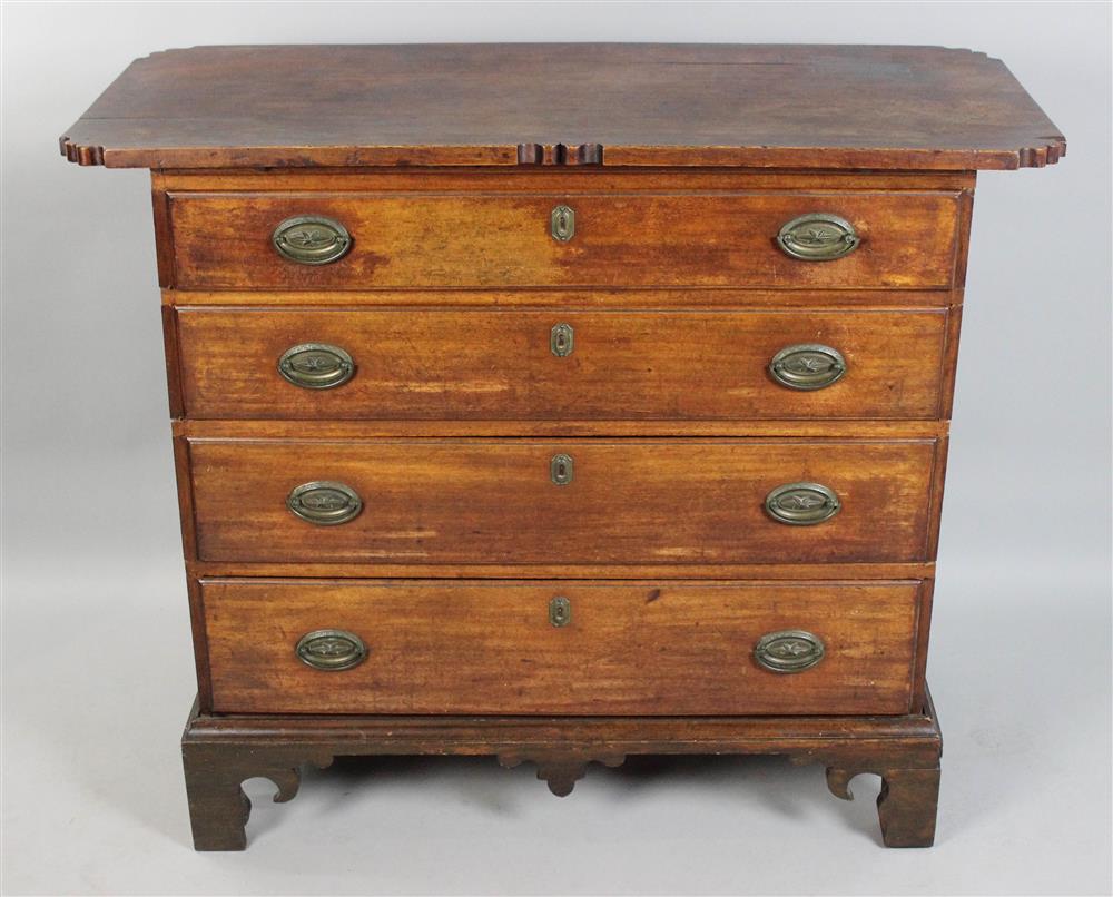 Appraisal: CHIPPENDALE STAINED MAPLE CHEST OF DRAWERS the rectangular top with