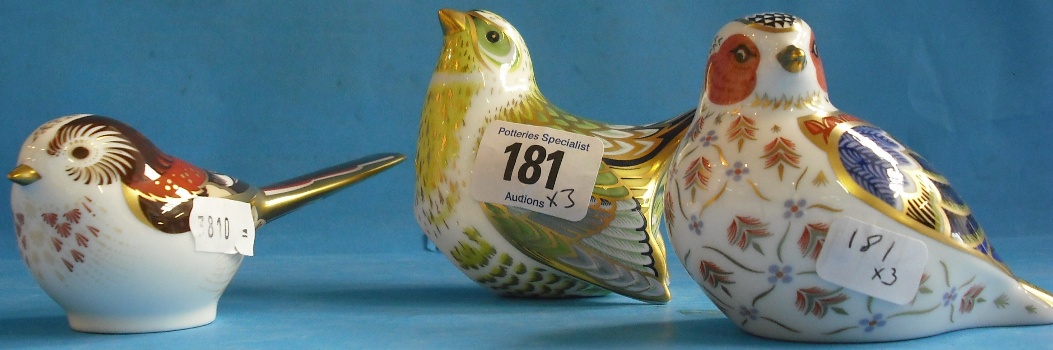 Appraisal: Royal Crown Derby Paperweights Chelford Chaffinch with certificate Long Tailed