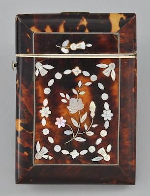 Appraisal: A Tortoise Shell and Mother of Pearl Card Case Measuring