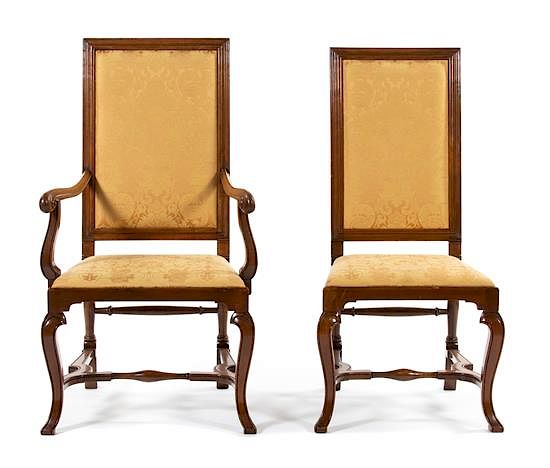 Appraisal: Set of Ten Queen Anne Style Walnut Dining Chairs Set