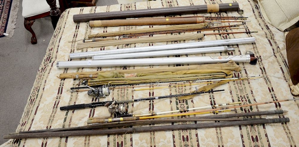 Appraisal: Fishing rod group bamboo and fiber glass including Shakespeare four