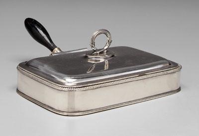 Appraisal: Old Sheffield plate bacon server rounded rectangular form removable lid