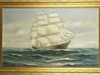 Appraisal: OOP - Depicts three masted ship with gray hull signed