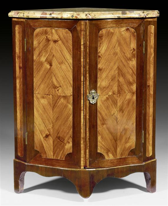 Appraisal: ENCOIGNURE Louis XV France th century Purpleheart and rosewood in