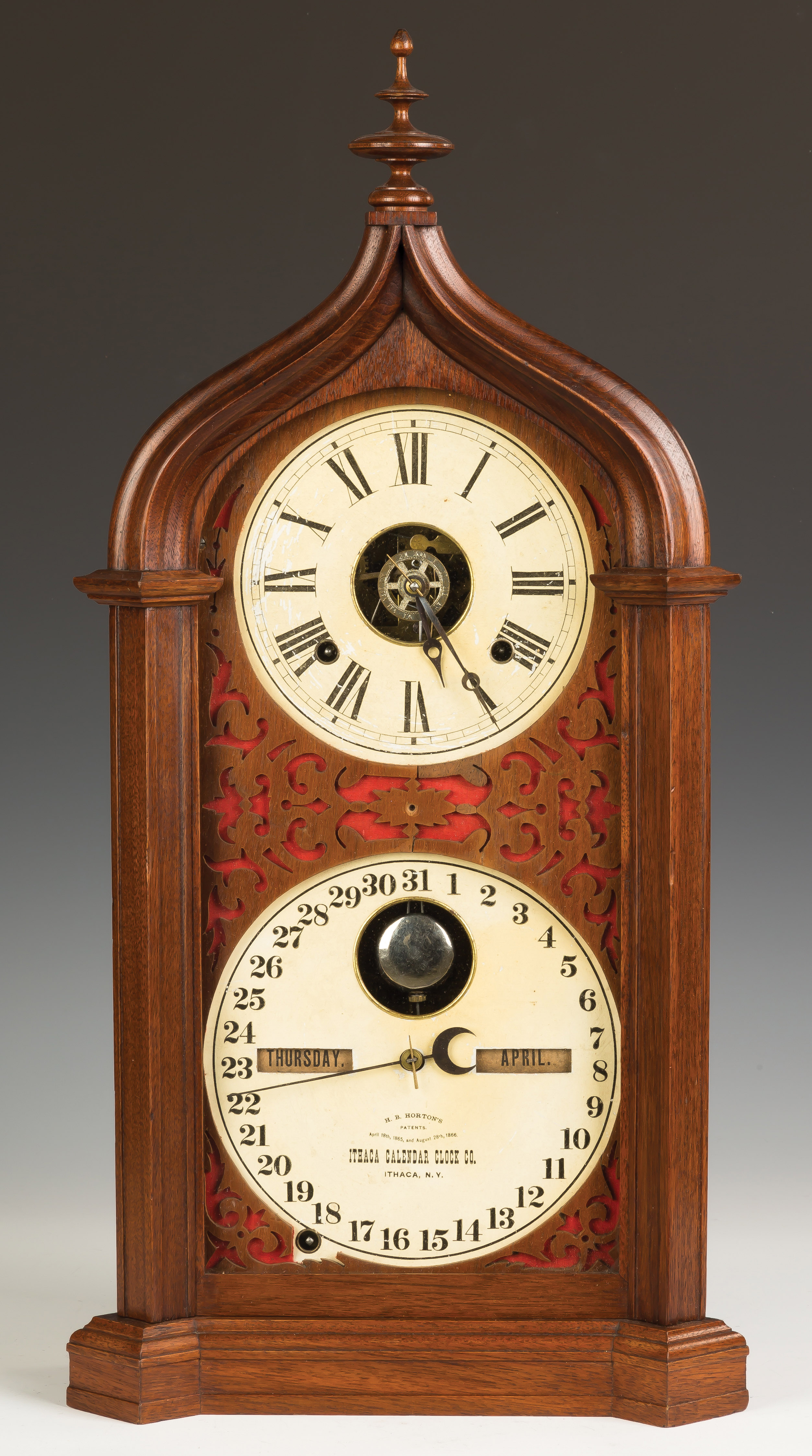 Appraisal: Ithaca Gothic Shelf Clock Walnut case old refinish Original paper