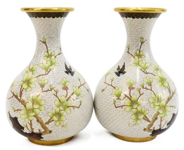 Appraisal: pair Chinese cloisonne enamel vases mid to late th c