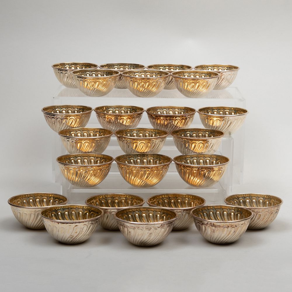 Appraisal: Set of Twenty-Four Continental Silver Nut Bowls Marked ' '