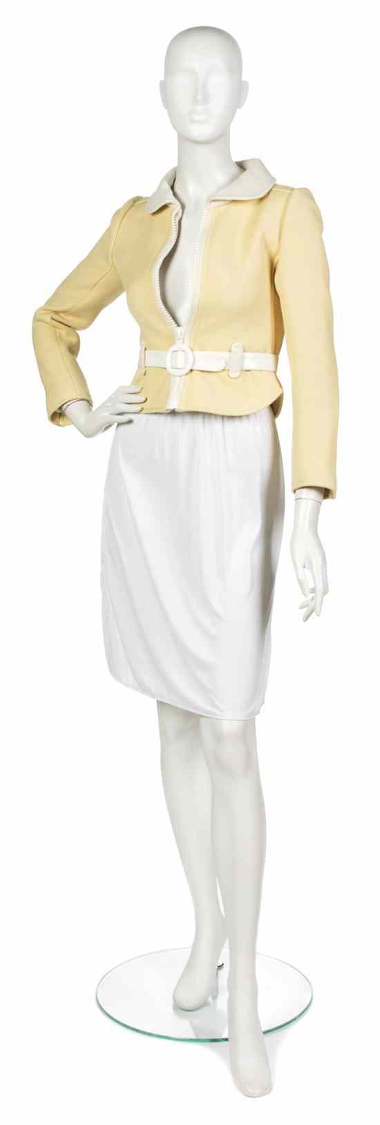 Appraisal: A Courreges Cream Wool Jacket peter pan contrasting white collar