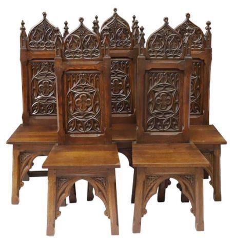 Appraisal: lot of French Gothic Revival oak side chairs late th