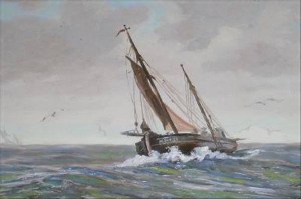 Appraisal: A Schildt Fishing smack Oil on board Signed and dated