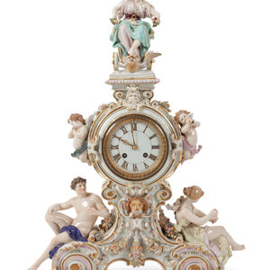 Appraisal: A Meissen Porcelain Figural Mantle Clock with blue underglaze mark