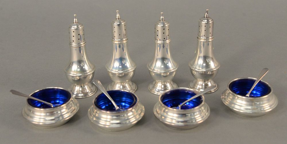 Appraisal: Twelve piece lot to include four open salts with blue