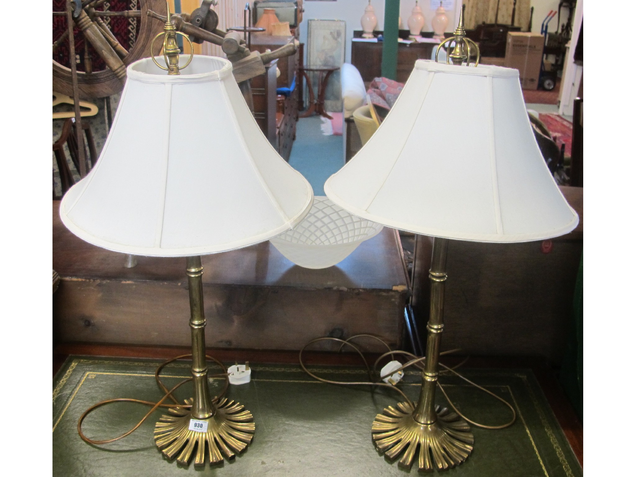 Appraisal: A pair of brass table lamps