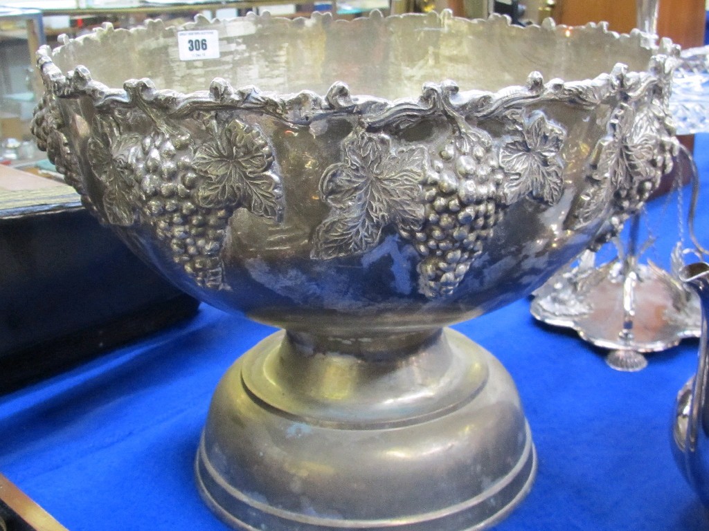 Appraisal: Large Indian silver plated punch bowl