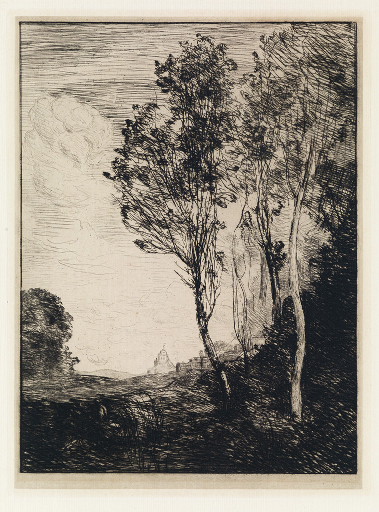 Appraisal: JEAN-BAPTISTE-CAMILLE COROT Souvenir d'Italie Etching and drypoint printed in black