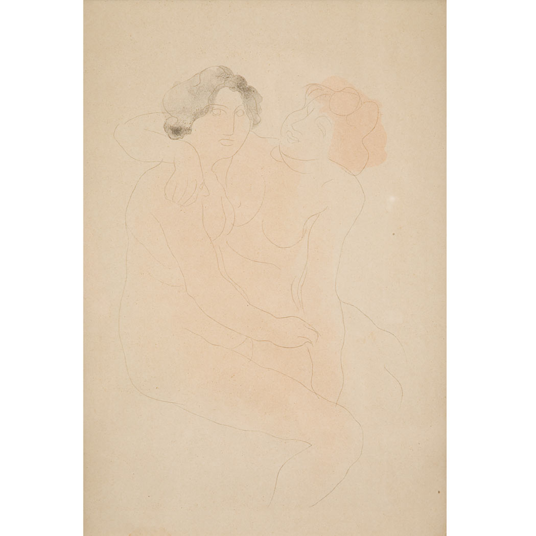 Appraisal: After Auguste Rodin LOVERS Color print Sight of sheet x