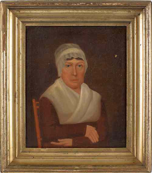 Appraisal: Philadelphia oil on board portrait of a woman th c