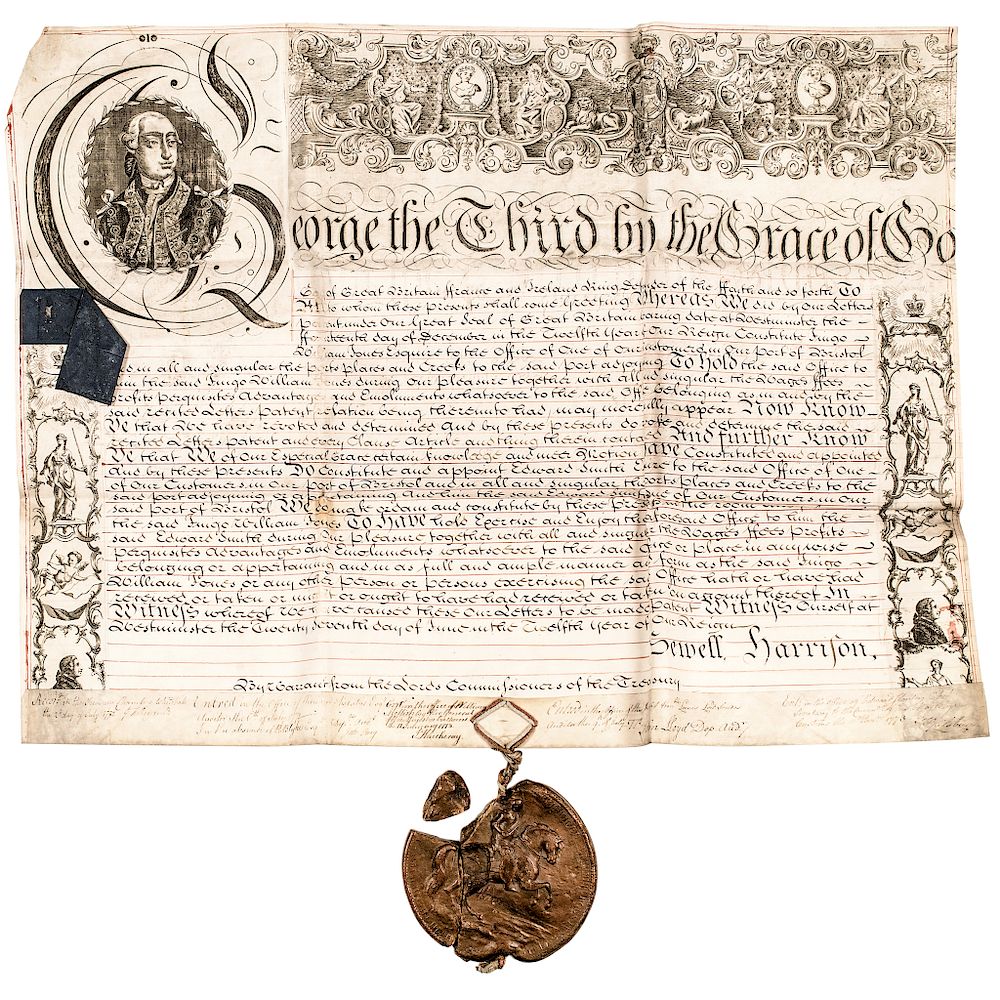 Appraisal: Vellum Appointment Document Lords Commissioners of The Treasury Great Seal