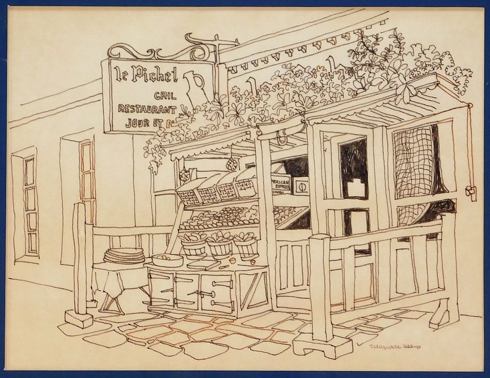 Appraisal: Maxwell Mays French Market Bistro Ink Drawing Maxwell Mays Rhode