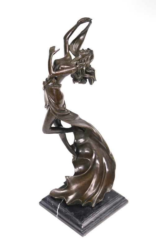 Appraisal: DECO BRONZE NUDE SCULPTURE Young girl wrapped in leaf ''