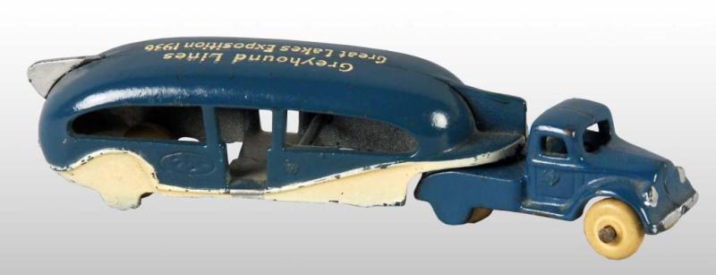 Appraisal: Cast Iron Arcade Greyhound Lines Bus Toy Description American Marked